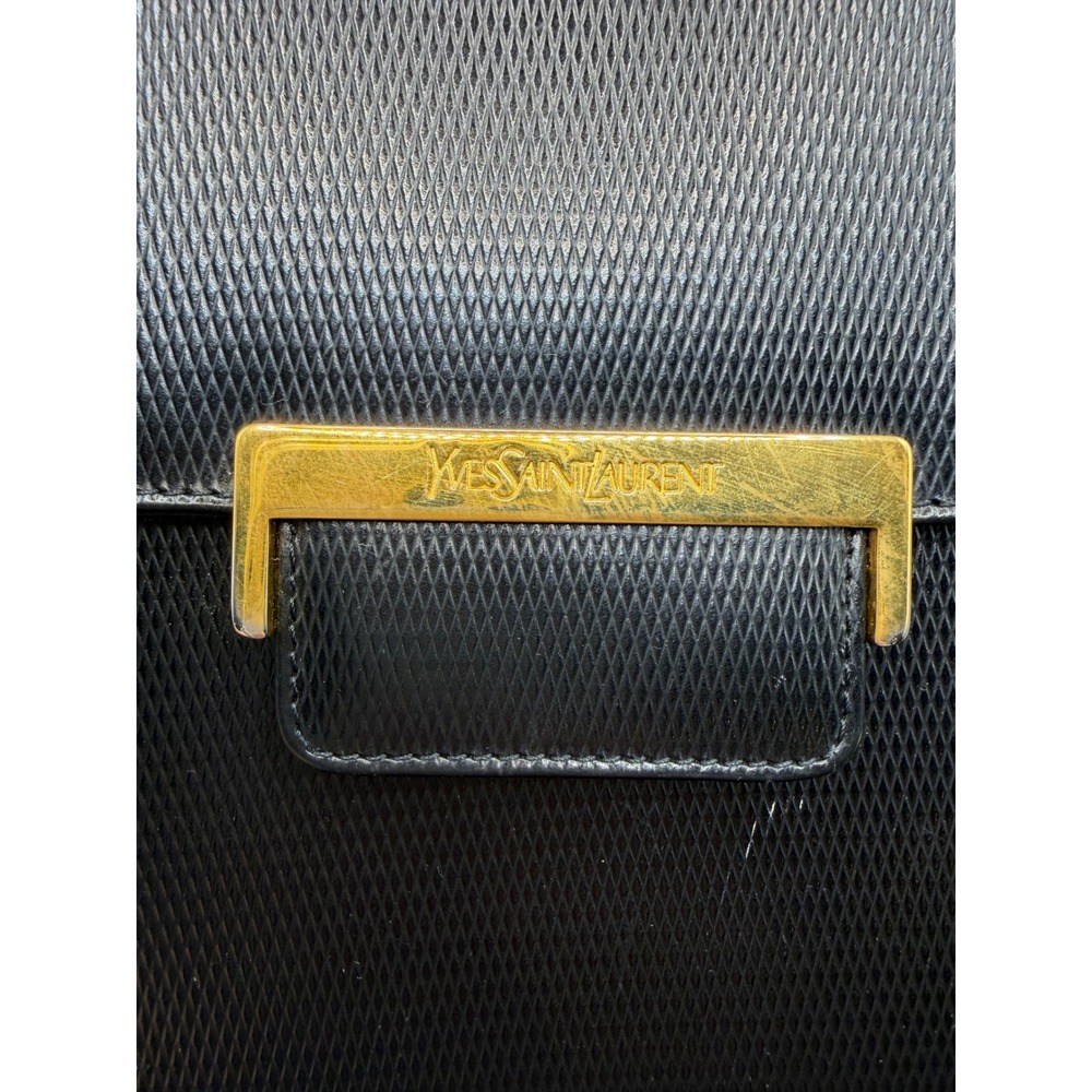 Yves Saint Laurent Vintage Shoulder Bag Black Textured Leather Luxury Retro - Picture 8 of 12